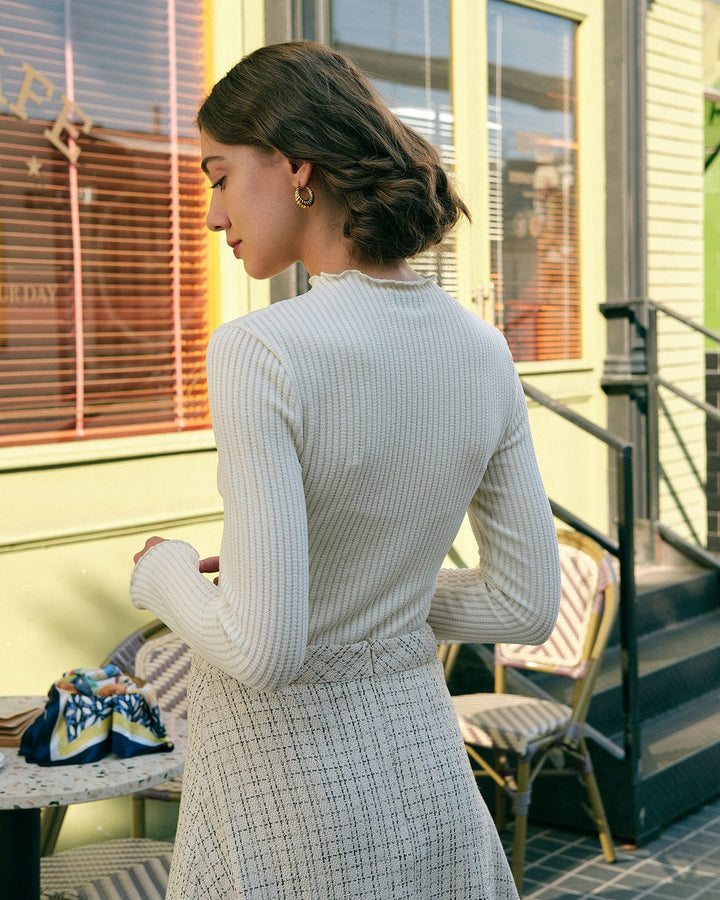 Camisola lisa de gola alta com corte slim Premium