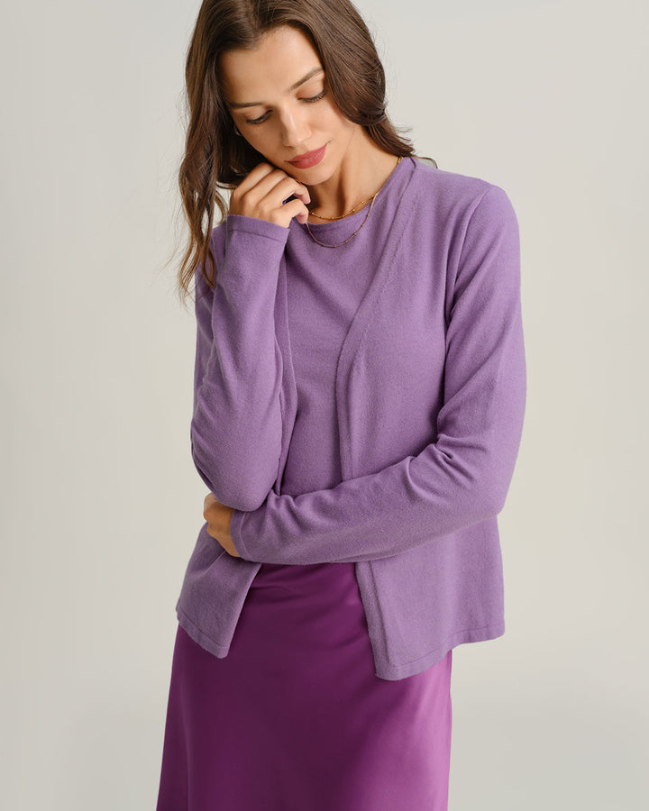 Cardigan roxo canelado de tricô luxuoso – essencial para o dia a dia, aconchegante
