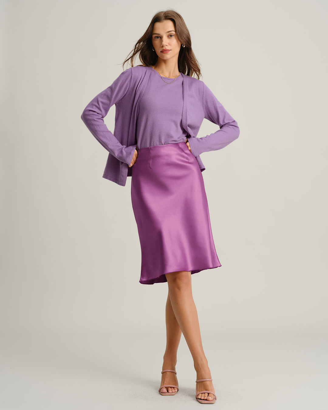 Cardigan roxo canelado de tricô luxuoso – essencial para o dia a dia, aconchegante