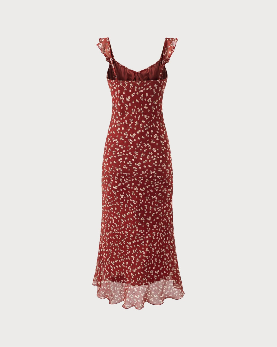 Vestido maxi slip vermelho vibrante com estampa floral