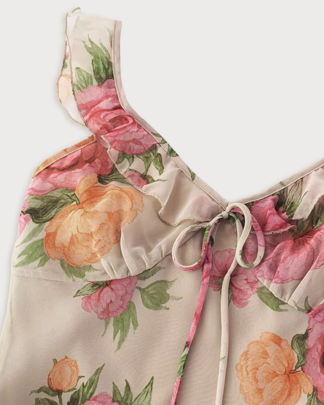Vestido Mini Slip Floral Pêssego - Estilo de Verão Leve e Fluido