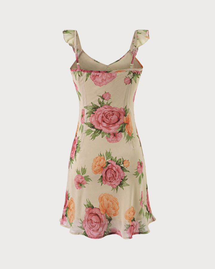 Vestido Mini Slip Floral Pêssego - Estilo de Verão Leve e Fluido